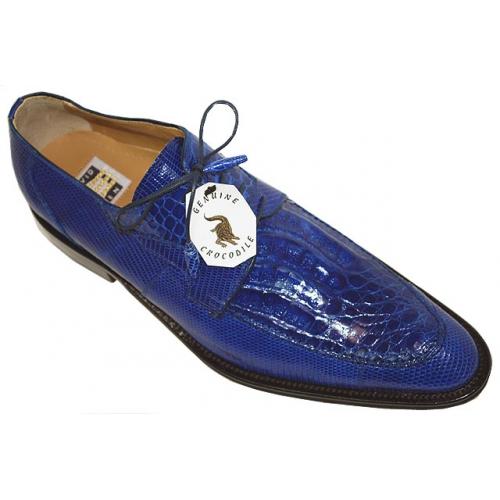 David Eden "Seneca" Royal Blue Pointed Toe Crocodile/Lizard Shoes